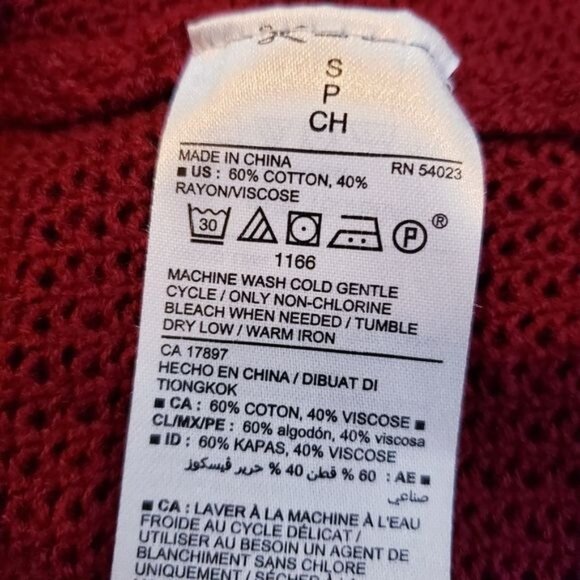 Old Navy Burgundy Red Open Knit Dolman Sleeve Cardigan Sweater Womens Size Small - Picture 7 of 8